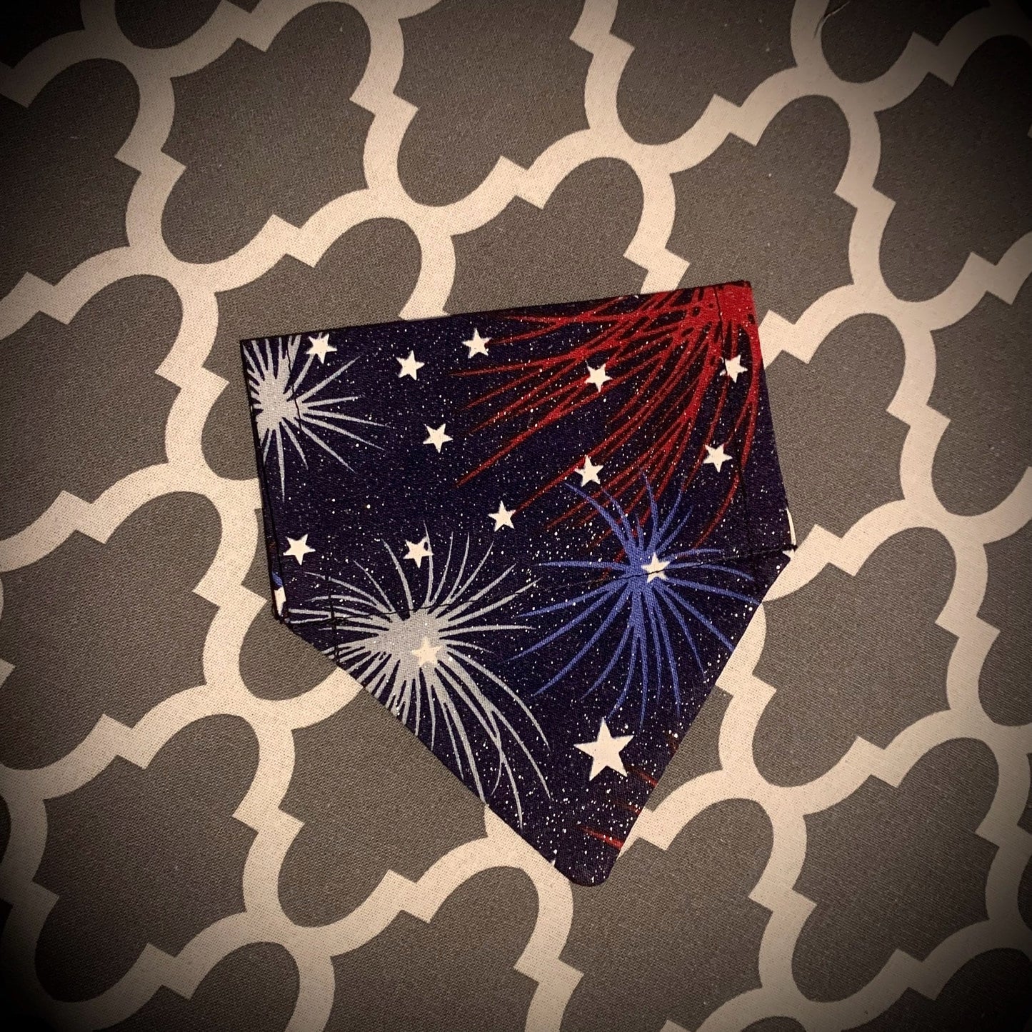 Glitter Fireworks Over The Collar Pet Bandana | Patriotic Dog Scarf