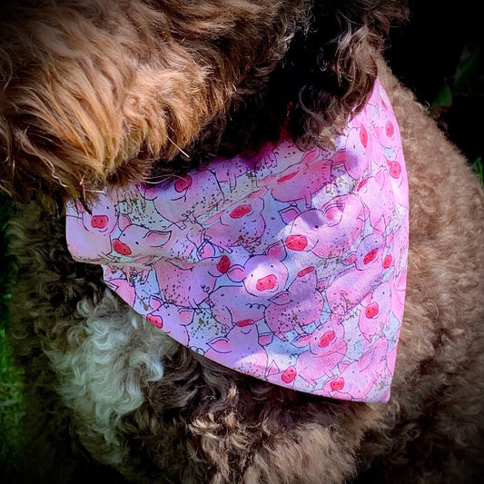Cute Piggy Over The Collar Pet Bandana | Pink Pig Dog Scarf